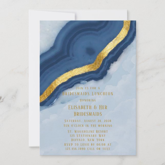 Invitation Déjeuner d'affaires de la Dusty Navy Blue & Gold A (Devant)