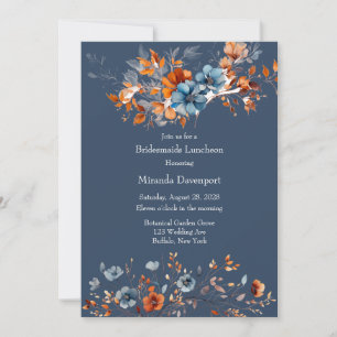 Invitation Déjeuner d'affaires Fleur sauvage bleu et orange