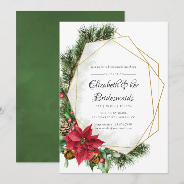Invitation Déjeuner d'affaires Mariage géométrique de Noël (Devant / Derrière)
