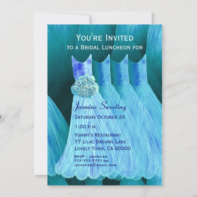 Invitation Déjeuner d'affaires ou robes bleues Brunch V05 (Devant)