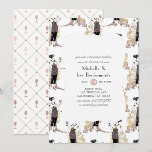 Invitation Déjeuner d'affaires rose Gold et Blush Wine Brides
