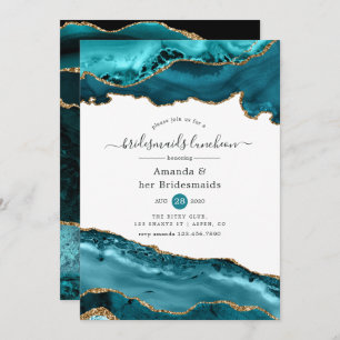 Invitation Déjeuner d'affaires turquoise et Gold Agate