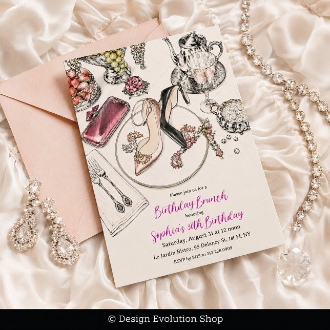Invitation Déjeuner d'anniversaire avec des chaussures à talo (Créateur téléchargé)
