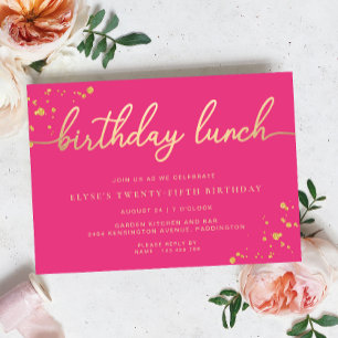 Invitation Déjeuner d'anniversaire d'or rose chaud