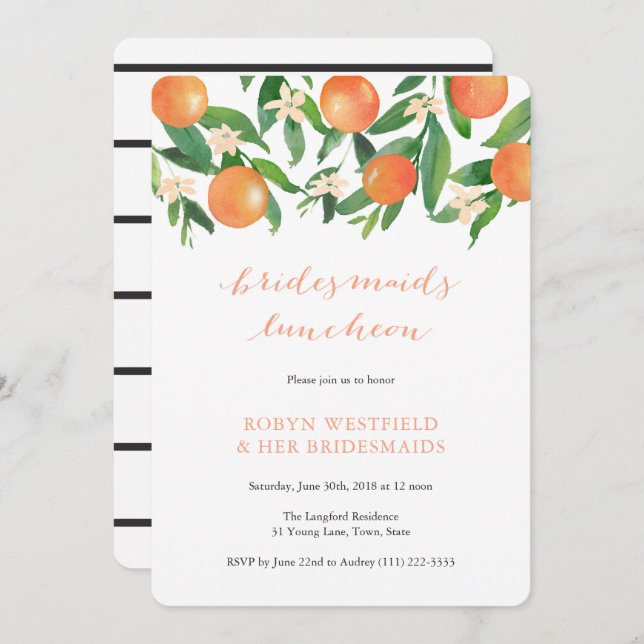 Invitation Déjeuner d'domestiques en citrus de charbon de boi (Devant / Derrière)