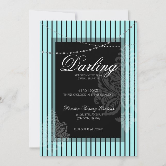 Invitation Déjeuner de baby shower avec la mariée sarcelle no (Devant)