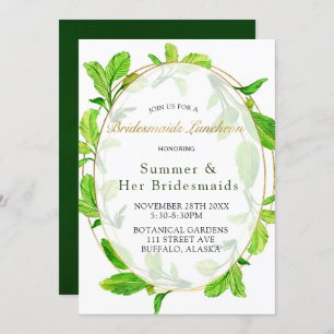Invitation Déjeuner de Bridesmaids avec cadre de verdure et d
