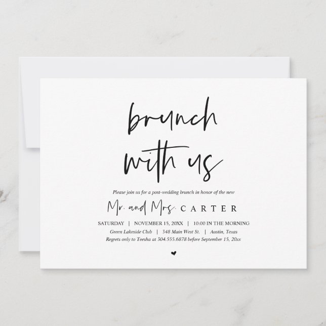 Invitation Déjeuner de brunch avec les jeunes mariés, invitat (Devant)