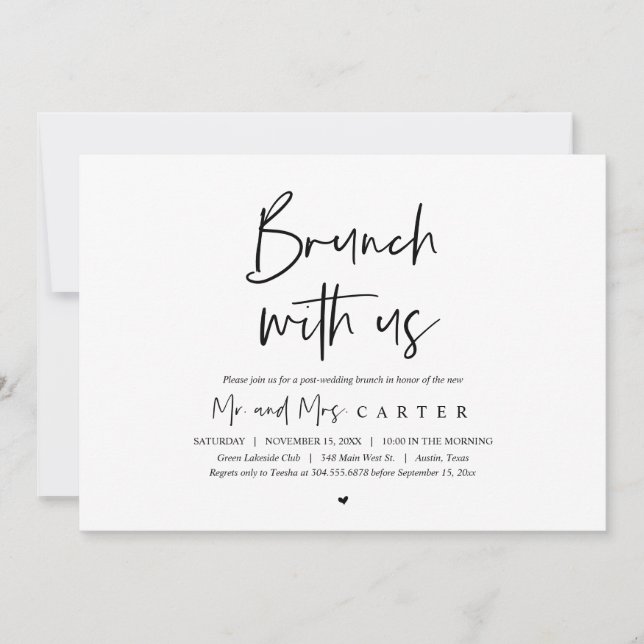 Invitation Déjeuner de brunch avec les jeunes mariés, invitat (Devant)
