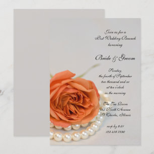 Invitation Déjeuner de Brunch Post-Mariage aux Roses Orange e