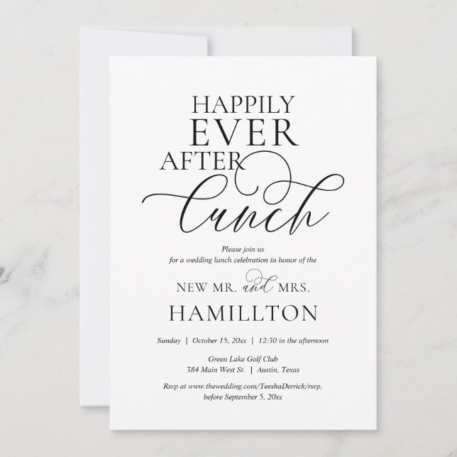 Invitation Déjeuner de célébration après le mariage Heureux p (Devant)