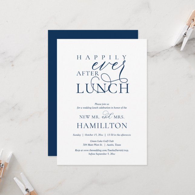 Invitation Déjeuner de célébration après mariage Heureux à ja (Devant/Arrière en situation)