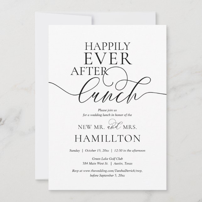 Invitation Déjeuner de célébration après mariage Heureux pour (Devant)
