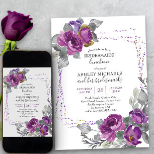 Invitation Déjeuner de demoiselles d'honneur aux fleurs aquar