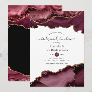 Invitation Déjeuner de demoiselles d'honneur en agate bordeau