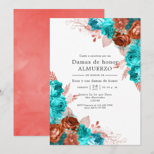 Invitation Déjeuner de demoiselles d'honneur turquoise et cor