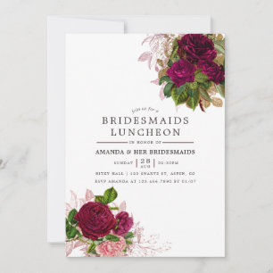 Invitation Déjeuner de Demoiselles d'Honneur Vintage Chic Ros