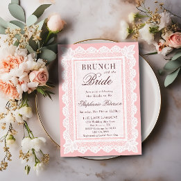 Invitation Déjeuner de douche de mariée en dentelle rose clai