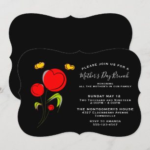 Invitation Déjeuner de la fête des mères avec fleurs de cœur 
