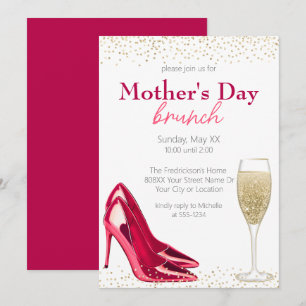 Invitation Déjeuner de la fête des Mères Champagne & Stiletto