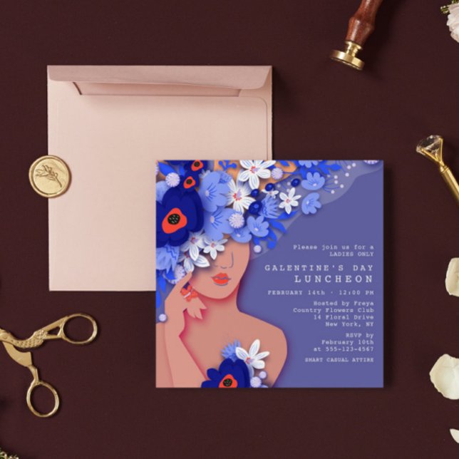 Invitation Déjeuner de la Saint-Galentin Fille moderne Floral (Créateur téléchargé)