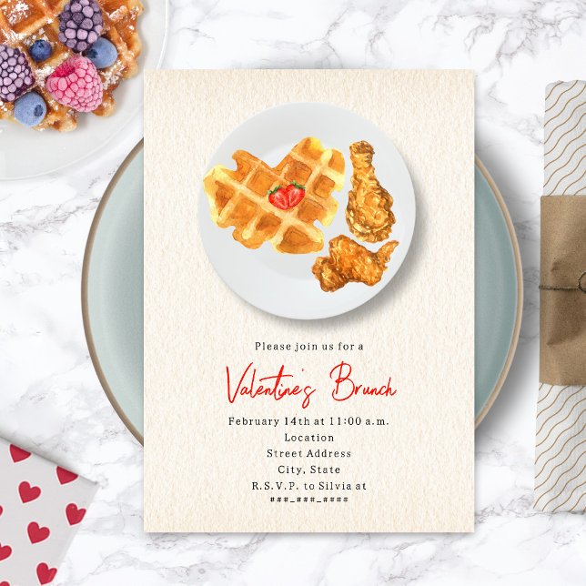 Invitation Déjeuner de la Saint-Valentin Poulet & Fête des Ga (Créateur téléchargé)