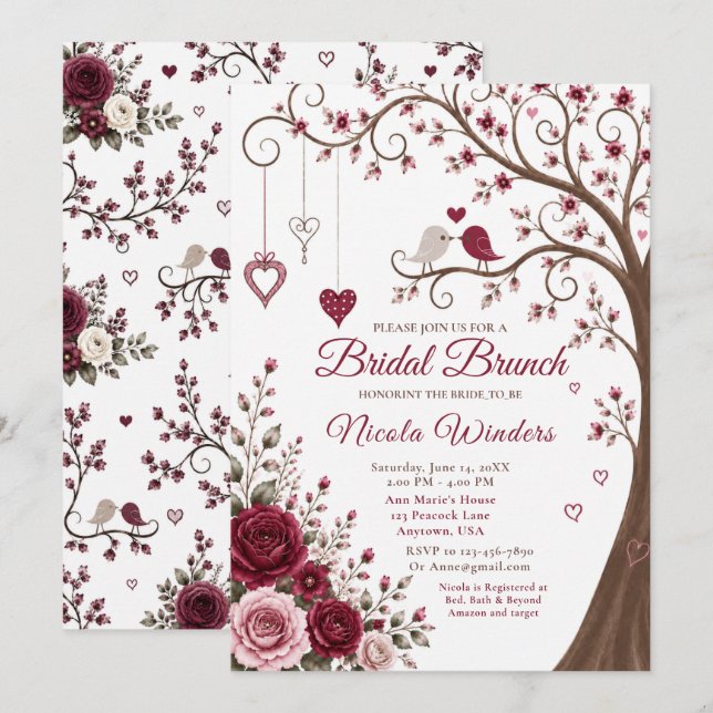 Invitation Déjeuner de mariage à la fleur de Bourgogne (Devant / Derrière)