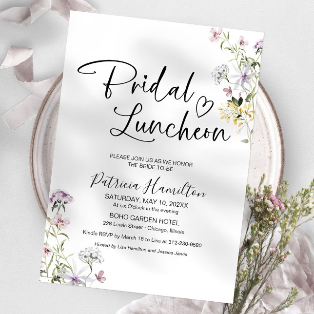 Invitation Déjeuner de mariage aux fleurs sauvages  (Créateur téléchargé)