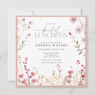 Invitation Déjeuner de mariage aux petites fleurs roses éléga