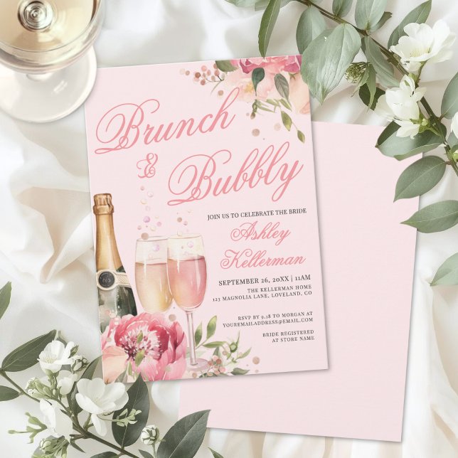 Invitation Déjeuner de mariage avec bulles (Brunch And Bubbly Bridal Shower Invitation)