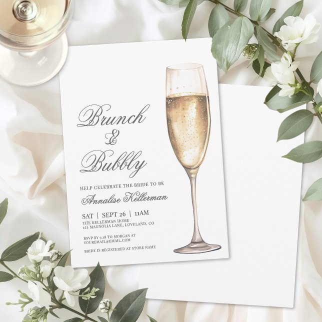 Invitation Déjeuner de mariage avec bulles (Brunch And Bubbly Bridal Shower Invitation)
