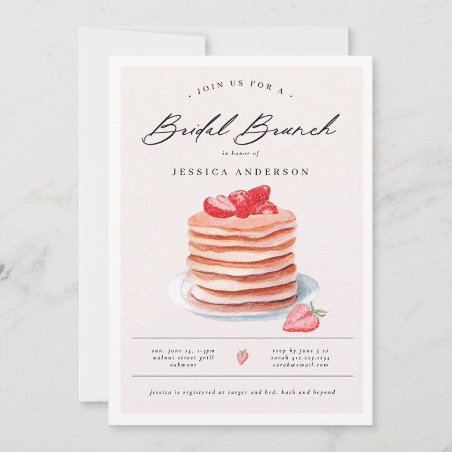 Invitation Déjeuner de mariage avec crêpes et shower (Devant)