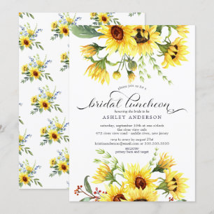 Invitation Déjeuner de mariage avec tournesol jaune joyeux