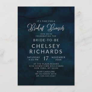 Invitation Déjeuner de mariage bleu foncé lustré Navy avec Sh