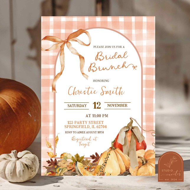 Invitation Déjeuner de mariage capricieux à carreaux gingham  (Créateur téléchargé)