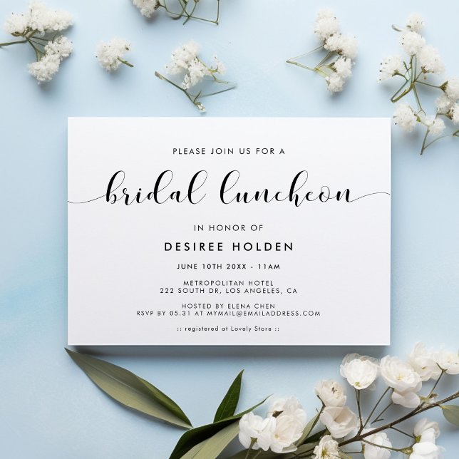 Invitation Déjeuner de mariage élégant en noir et blanc (Créateur téléchargé)