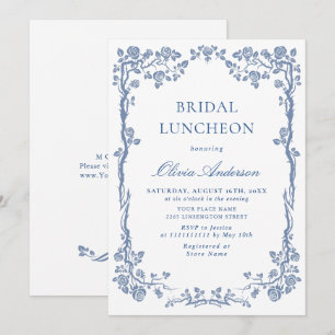 Invitation Déjeuner de mariage élégant poussiéreux bleu jardi