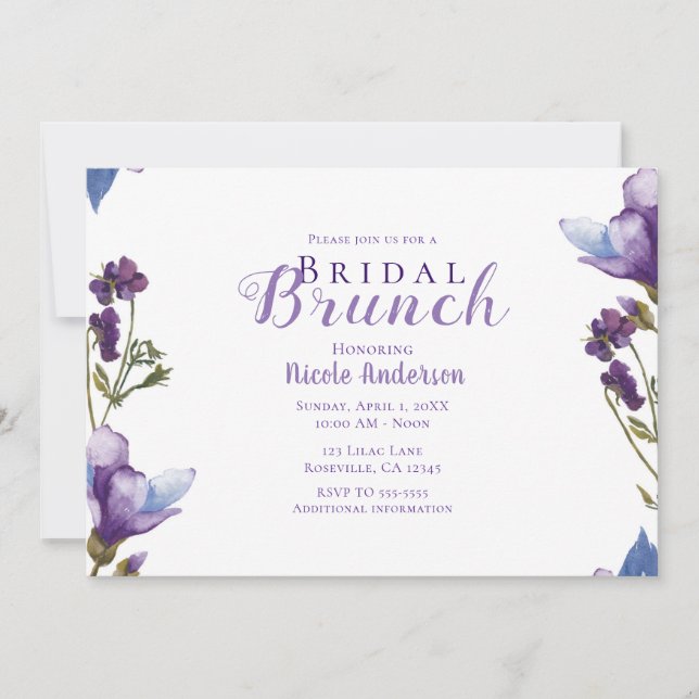 Invitation Déjeuner de Mariage Fleurs de Printemps Fleurs Vio (Devant)