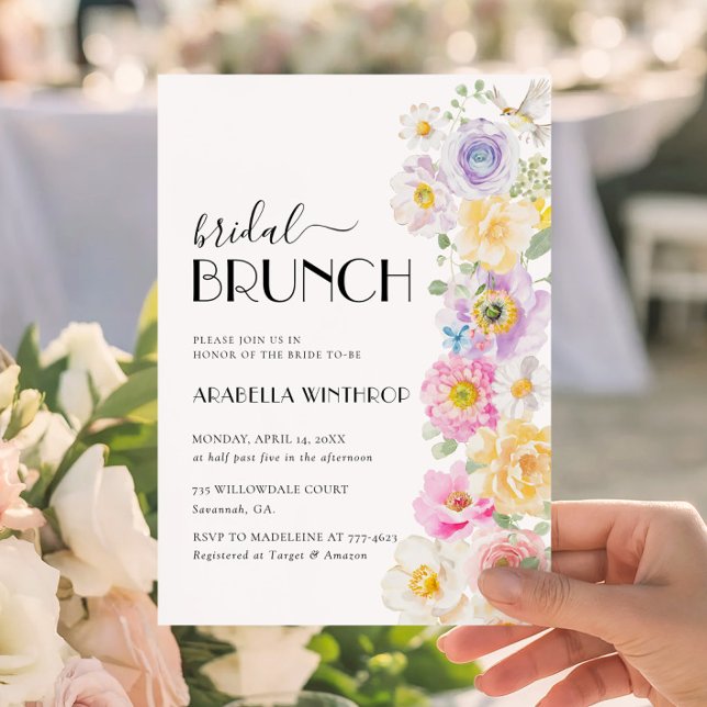 Invitation Déjeuner de mariage floral dans le jardin (Créateur téléchargé)