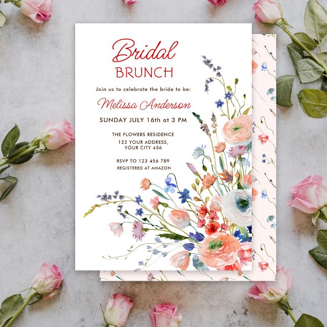 Invitation Déjeuner de mariage floral élégant (Créateur téléchargé)
