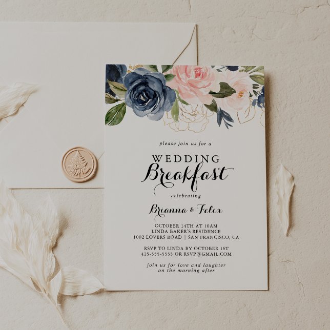 Invitation Déjeuner de mariage floral hivernal élégant (Créateur téléchargé)