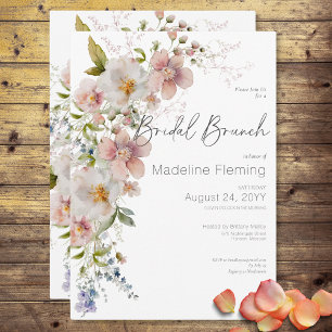 Invitation Déjeuner de mariage moderne aux fleurs pastel