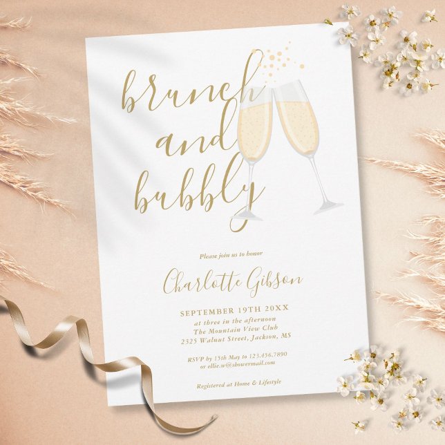 Invitation Déjeuner de mariage pétillant avec écriture signat (Créateur téléchargé)