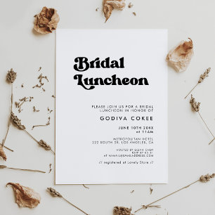 Invitation Déjeuner de mariage rétro élégant noir et blanc