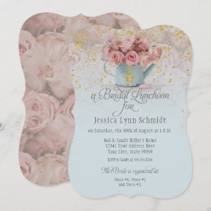 Invitation Déjeuner de mariée Floral Dusty Blue Rose