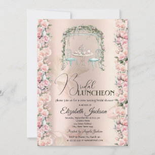 Invitation Déjeuner de mariée Rose de Tea Party