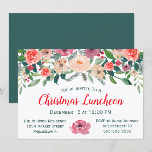 Invitation Déjeuner de Noël Événement Florales d'hiver