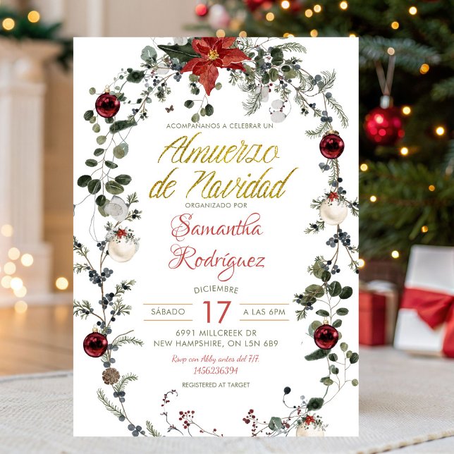 Invitation Déjeuner de Noël Floral d'Hiver (Créateur téléchargé)