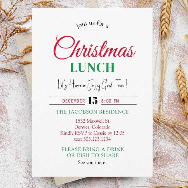 Invitation Déjeuner de Noël moderne Noël Fête de travail Roug (Créateur téléchargé)