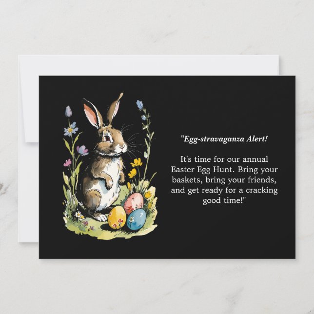 Invitation Déjeuner de Pâques & Chasse aux œufs | Lapin Wildf (Devant)